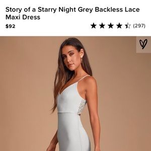 Lulu’s Grey Backless Lace Maci Dress